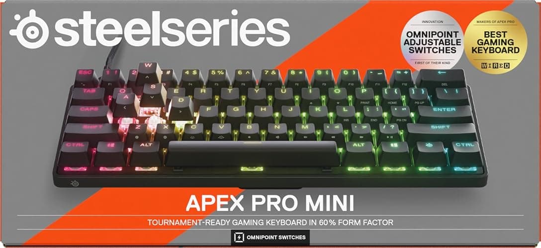 SteelSeries Apex Pro Mini Clavier Gamer 60% - Switches OmniPoint 2.0 HyperMagnetic - Actionnement Ajustable - Rapid Trigger - Rapid Tap/SOCD - Capuchons PBT - RVB - USB-C - Format FR AZERTY thumbnail 14