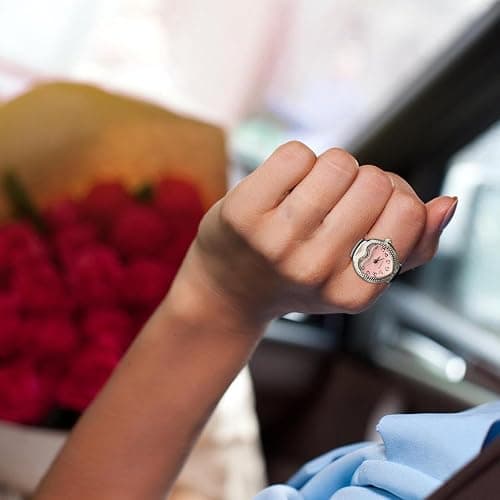 Vintage Ring Watch Heart Shape Crystal Analog Ring Punk Style | Creative Watches Women Men Finger Ring Watches for Men Women Daily Fashion Accessory Casual Outfit Party Evening Date Travel thumbnail 2