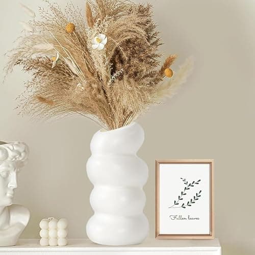 White Flower Vases Plastic Spiral Vase Modern Fall Minimalist Vase Small Pampas Grass Decorative Vases Flower Arrangement Container for Home Decor Wedding Table Party (1Pcs) thumbnail 5