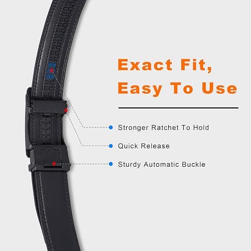 VATAN Men's Belt Leather Ratchet Belt for Men Dress Casual Every Day with Adjustable Buckle, Trim to Fit thumbnail 5