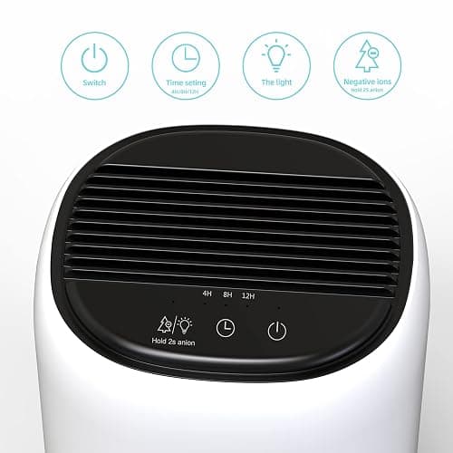 Hoomace Small Dehumidifiers for Bedroom w/Air Purifying Function, 1000 ml/35 oz for 2500 Cubic Feet (260 sq ft) with 7 Colorful LED Lights Timer Set Negative Ions Below 30 dB, Auto Shut-Down thumbnail 5
