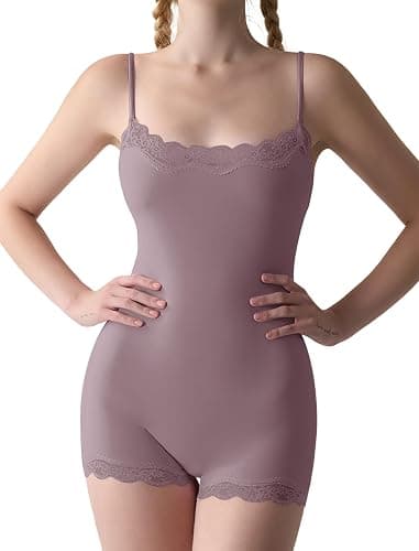 FYMNSI Women Lace Bodysuit Leotard Sleeveless Cami Spaghetti Strap Boyleg Body Suits One Piece Romper Tops Shapewear - Image 1