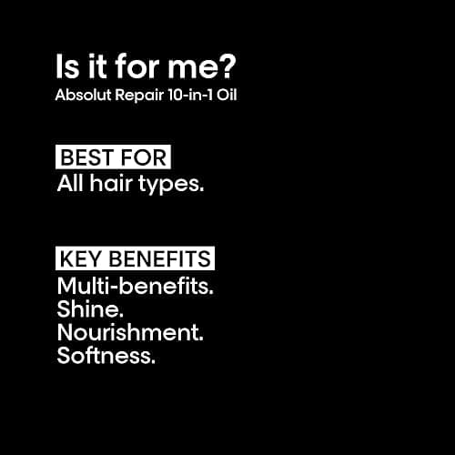 L’Oréal Professionnel 10-in-1 Leave-in Oil for Dry And Damaged Hair, With Protein. Gold Quinoa and Wheat Germ Oil, Nourishes, Resurfaces and Repairs, Serie Expert Absolut Repair, 90 ml thumbnail 13