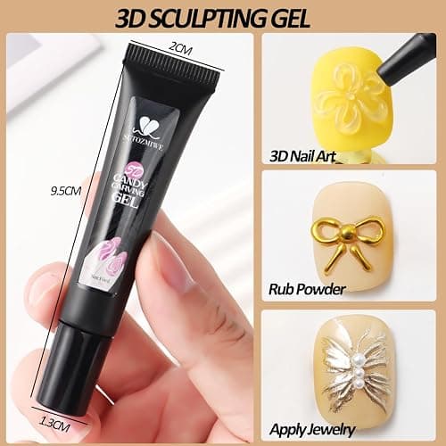 SUTOZMIWE Chrome Nail Powder Metallic Gold And Silver, Magic Mirror Effect Pigment Glitter Rubbing Dust, 3D Carving Nail Molding Gel & Holographic Dip Nail Powder Kit for Nail Decor Home Manicure DIY thumbnail 7