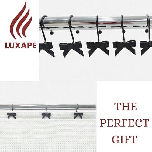 12PCS Decorative Bow Shower Curtain Hooks, Bow Knot Curtain Hooks Shower Rings for Bathroom Room Nursery Art Decors (Bow Knot) (Black) - Black thumbnail 8