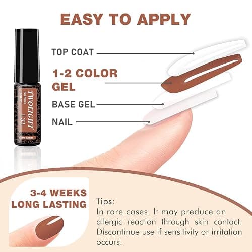 TWOEIGHT Gel Nail Polish Liner Nail Art 12 Colors 8ml UV Lamp Soak-off Polishes Pigmented Autumn Winter Brown Wine Red Collection Thin Brush in Bottle Manicure DIY at Home Salon thumbnail 6
