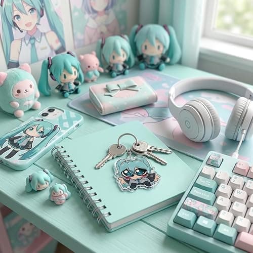 PumpCar Miku Acrylic Keychain, Vocaloid Virtual Idol Pop Singer Charm with Metal Clasp and Key Ring, Double-Sided Backpack Charm, Bag and Car Key Accessory, Collectible Anime Gift for All Fans thumbnail 3