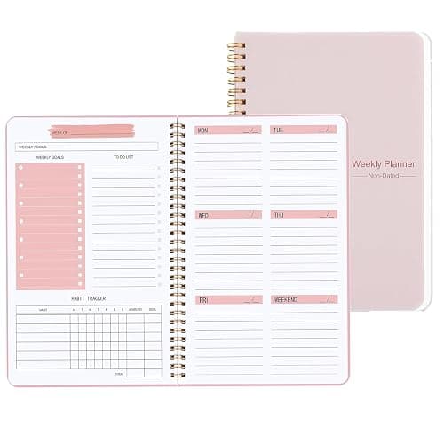 Weekly Planner Undated Planner Book with To-Do List,Weely Goals,Habit Tracker, 5.7"X 8" Inch for 52 Weeks Planning Pink for Women - Image 1