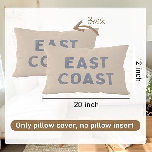 Wheatwin Blue Coastal Throw Pillow Cover 12x20, Coastal Room Decor, Blue Dorm Decor, Coastal Preppy Trendy Retro East Coast Coquette Decor for Girls Room College Sofa Couch thumbnail 3