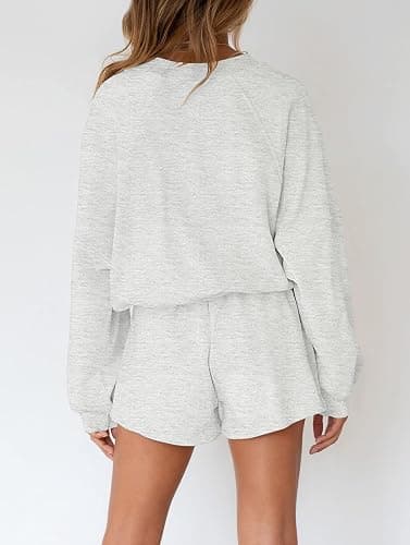 MEROKEETY Women's 2025 Fall Oversized Batwing Sleeve Lounge Sets Casual Top and Shorts 2 Piece Outfits Sweatsuit thumbnail 4