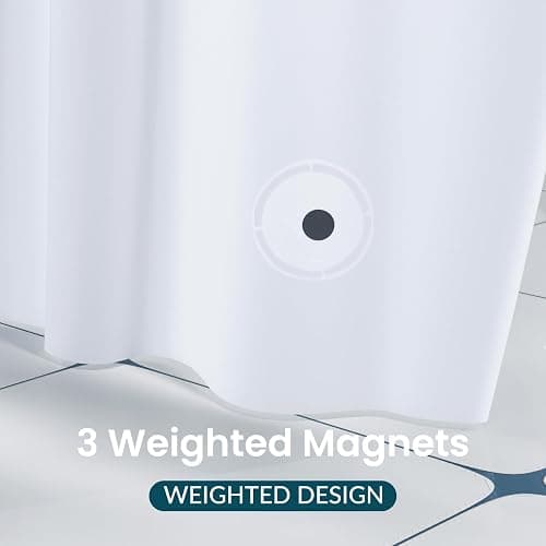 Titanker White Shower Curtain Liner 72 x 72 Plastic Shower Liner Washable Inside Shower Curtain Liner PEVA Shower Curtains for Bathroom with Magnets and Rustproof Metal Grommet Holes - White - 72"W x 72"L (Pack of 1) thumbnail 7