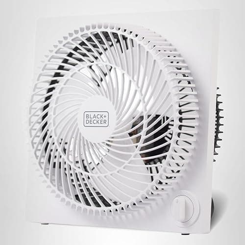 BLACK+DECKER 9-Inch Frameless Box Fan, Freestanding Desk Fan with 3-Speed Settings, Portable Fan for Home Office or Garage, BFB09W, White thumbnail 9