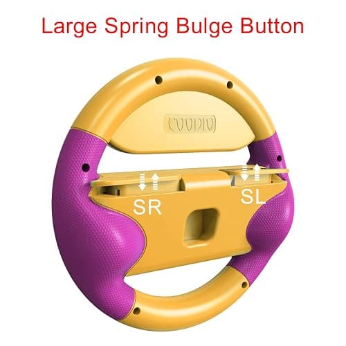 COODIO Volant Pro Switch, Steering Wheel Joy-Con, Prise Confortable Volant de Course Pour Mario Kart 8 Deluxe / Nintendo Switch & Modèle OLED, Violet Néon / Orange Néon (Pack de 2) thumbnail 5
