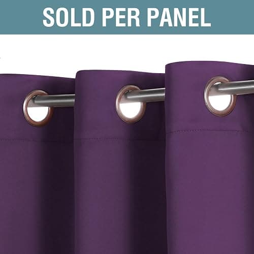H.VERSAILTEX Thermal Insulated Blackout Window Curtains for Bedroom/Living Room Ultra Soft and Smooth Innovated Microfiber Grommet Curtains - Solid in Plum Purple (One Panel), 52" W x 84" L thumbnail 3