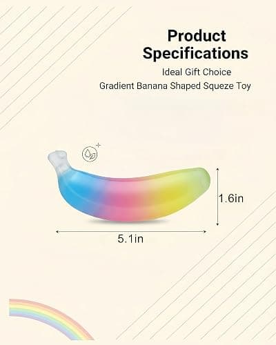 Ice Cube Squishy Banana Stress Ball – Super Soft Colorful Banana Shaped Slow Rising Squishy, Non-Toxic Squeeze Fidget Toys for Kids & Adults for ADHD, Anxiety Relief & Desk Fun thumbnail 3