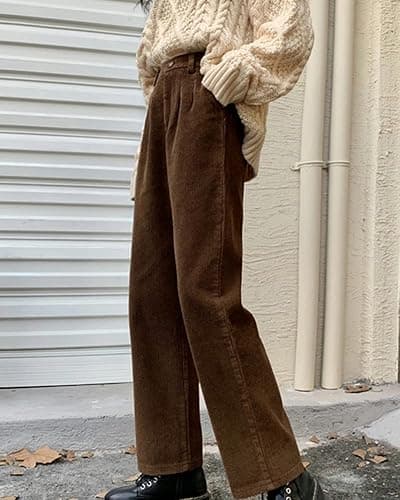 Women's Vintage High Waisted Straight Leg Corduroy Pants Trouser thumbnail 3