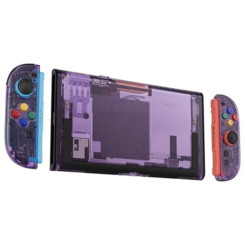 eXtremeRate DIY Replacement Shell Buttons for Nintendo Switch 2, Custom Console Rear Back Plate + Faceplate with Decorative Strips Direction Keys for Joycon 2 - Essence Version - Clear Atomic Purple thumbnail 4