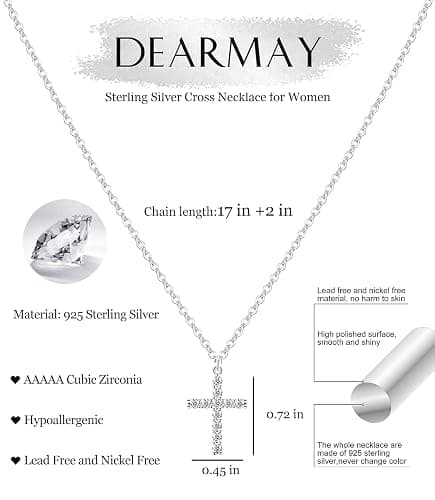 DEARM sliver Plated Cross Necklaces for Women, Dainty Gold Plated Cross Choker Necklace for Women Simple Small Pendant Neckalce Jewelry Gift thumbnail 7