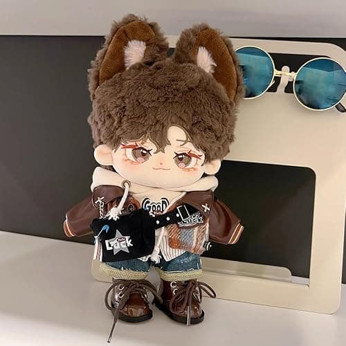 niannyyhouse Doll Dress Up Hoodies Jackets Jeans Backpacks Glasses Shoes Vintage Outfit 10cm 15cm 20cm Plush Doll Clothes (20cm) thumbnail 4