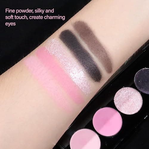 CAKAILA Pink Black Brown 5Colors Eye Shadow Palette Makeup with Mirror,Neutral Vegan Eyeshadow Palette for Older Women Waterproof Long Lasting Naturing-Looking sombras para ojos,Cruelty Free thumbnail 5