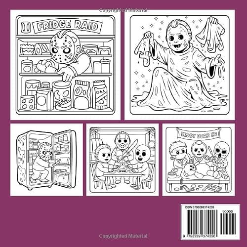 Cutest Serial Killers: Creepy Slumber Party Coloring Book for Adults and Teens: Adorable Yet Creepy of Slasher Icons in Pajamas, Midnight Snacks, and ... Twist (Cutest Serial Killers Coloring Book) thumbnail 2