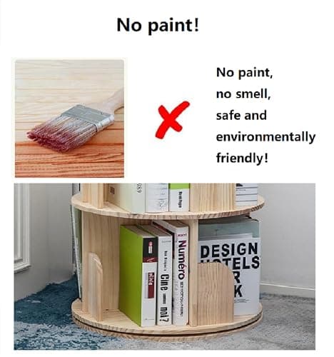 Heehee Wooden Rotating Bookshelf 360 Display Floor Standing Bookcase Storage Rack for Kids&Adults Multi-Functional Bookshelf Organizer (5-Tier) thumbnail 3