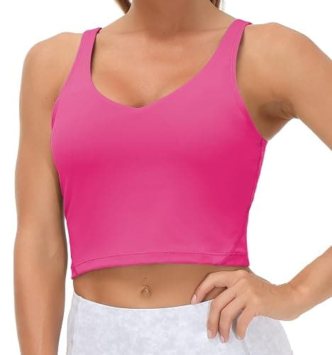 Wjustforu Women Sports Bra Yoga Tank Longline Padded Workout Crop Tank Top Fitness Workout Running Top - Image 1