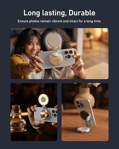 TELESIN C03 Magnetic Selfie Light, 3-in-1 Magnetic Beauty Selfie Light for Phones, CRI97 360° LED Portable Light w/Mirror Compatible with iPhone/Android for Selfie/Photography/TikTok/Zoom Calls/Video thumbnail 7