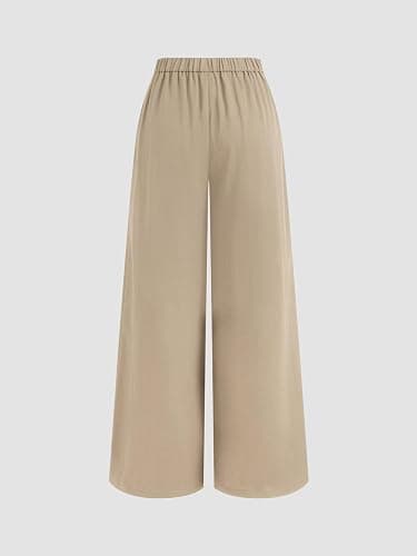 CIDER Wide Leg Pants for Women Palazzo Drawsting Elastic High Waisted Knotted Pleated Comfy Casual Flowy Pants with Pockets thumbnail 5