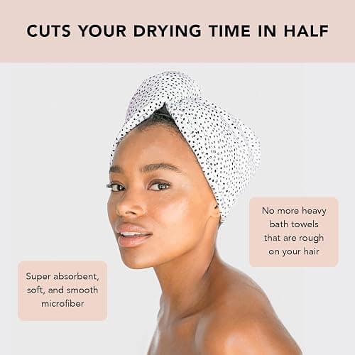 Kitsch Microfiber Hair Towel Wrap for Women - Microfiber Towel, Super Absorbent, Quick Dry, Anti-Frizz - for Long and Short Hairs, Turbans for Women, Wet and Curly Hair Wrap - Micro Dot thumbnail 7