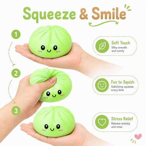 Crossunx Fruit Scented Dumpling Squishies Stress Balls, Green Tie-Dye Squishies Dumpling Fidget Sensory Toy with Food Steamer, Squeeze Dough Ball for Stress Relief, Stretchy Desk Toys Gift thumbnail 2