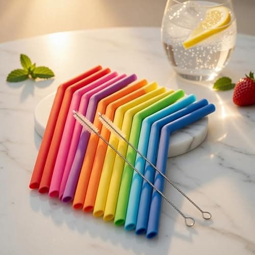 15 FITS ALL TUMBLERS STRAWS - Reusable Silicone Straws for 30 and 20 oz Yeti - Flexible Easy to Clean + 2 Cleaning Brushes - BPA Free, No Rubber Taste Drinking - Best Value for Money Pack thumbnail 5