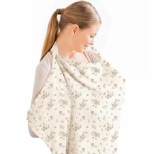 Musselin Stilltuch für Unterwegs 360° atmungsaktive Stillschürze Stillschal | 360° Rundumabdeckung mit starrem Reifen, weicher luftdurchlässiger Musselin, diskretes Stillen mit Baby draußen - Image 1