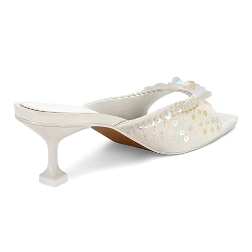 SOVANYOU Sequin Kitten Heels for Women Square Toe Heeled Mules Floral Open Toe Heeled Sandals for Casual Dress thumbnail 6