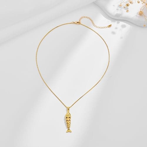 YUJIE Dainty Fish Pendant Necklace for Women 14k Gold Plated Ocean Fish Charm Necklace Summer thumbnail 7