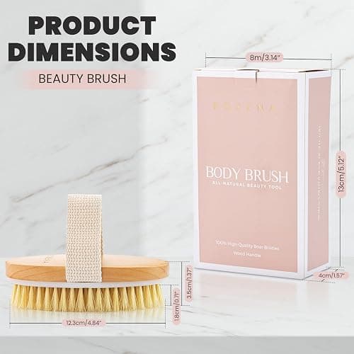 Dry Brushing Body Brush - Best for Exfoliating Dry Skin, Lymphatic Drainage and Cellulite Treatment - Organic Spa Exfoliator and Massage Scrub Brush with Natural Boar Bristles (Oval) thumbnail 3