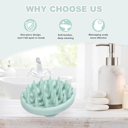 Meartchy Silicone Scalp Massager, Scalp Scrubber for Hair Growth with Soft Bristles, Scalp Exfoliator Brush Dandruff Removal Shampoo Brush for Wet Dry Scalp Care (Mint Green) thumbnail 6