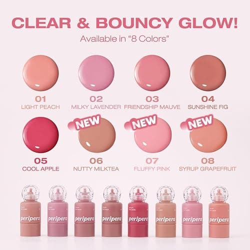 PERIPERA SYRUPY TOK CHEEK 5 Colors, Liquid Blush, Dewy Finish and Hydrates All day, Soft Velvet Texture Face Cheek Tint (01 LIGHT PEACH, One Size) thumbnail 3