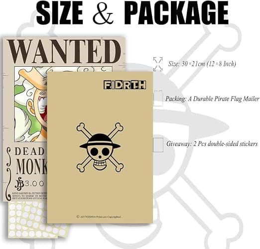 TYZZHOA 25PCS Anime [OP] Wanted Posters 30×21cm, New Bounty Edition, Straw Hat Pirates Crew Nika Luffy 3 Billion, Zoro, Sanji, [OP] Anime Gifts thumbnail 3