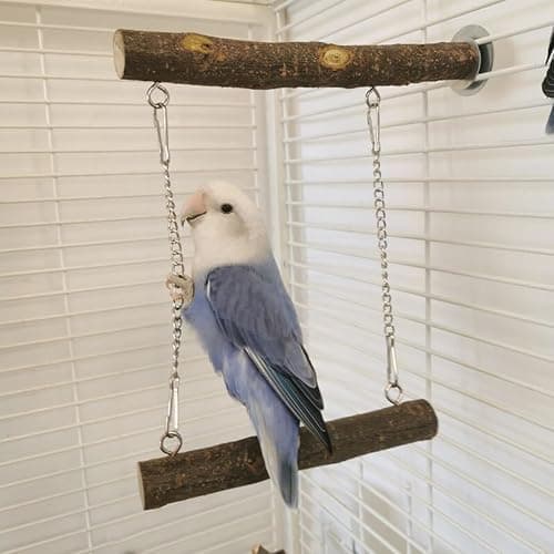 ZYYRSS Wooden Bird Swing Perch Toys, Parrots Cage Toys, Parakeet Parrot Swing Chewing Hanging Toys Bird Cage Toys for Small Parrots, Macaws, Parakeets, Conures, Cockatiel, Budgie thumbnail 4