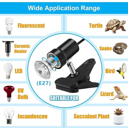 DaToo Reptile Heat Lamp Rotatable Turtle Heating Light with 50W UVA UVB Heat Bulb Simulated Sunlight Basking Spot Lamp with Clamp for Reptiles Lizard Amphibian Bearded Dragon Snake thumbnail 6