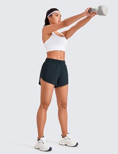 CRZ YOGA Mid Waisted Split Running Shorts for Women 4" - Comfy Mesh Liner for Workout Athletic Gym Track Quick Dry thumbnail 3