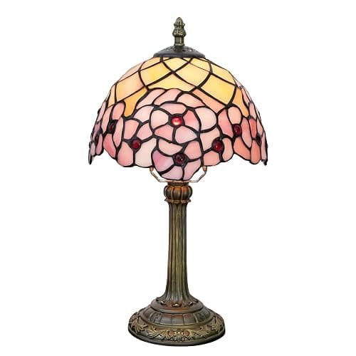 wecrejoni Tiffany Lampe, Nachttischlampe, Buntglaslampe für Schlafzimmer, Wohnheim, Küche, ästhetisches, süßes Wohndekor-Geschenk (Kirschblüten) - Image 1