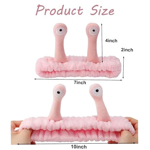 SuPoo Snail Face Wash Headband - Light Pink, Soft Microfiber Material, Funny Design, One Size Fits Most, Strong Water Absorbent, Multi-Function Use for Spa, Sports, Yoga, Makeup, Face-Washing, Shower thumbnail 5