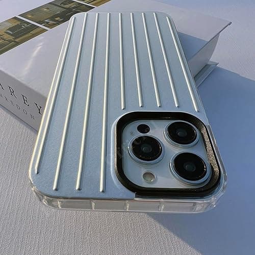 VRTRFFTR Stylish Business Luggage Phone Case for iPhone 16 15 14 13 12 11 Pro Max 16Pro 15Plus 14Plus Cover Hard Stripe Silver Case,Silver,Black,for iPhone 15 thumbnail 5