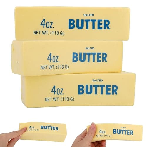 3pcs Butter Stick Squishy Toys, Ultra Soft Slow Rising Food Shaped Squeeze Fidget Toys for Anxiety Relaxation Perfect for Kids & Adults Party Favors & Birthday Gifts - Image 1