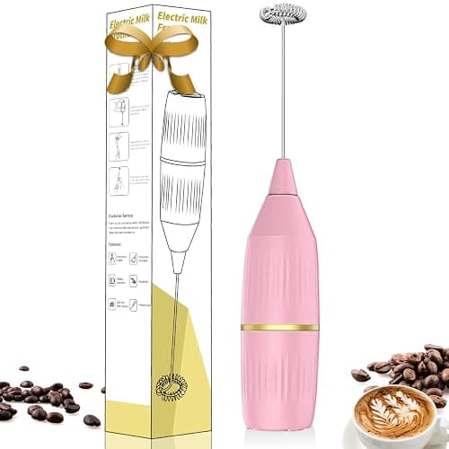 Handheld Milk Frother Wand for Coffee, Matcha, Latte, Cappuccino, Hot Chocolate, Egg, Pink - Image 1