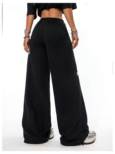 GORGLITTER Women's Graphic Y2K Baggy Stacked Sweatpants Letter Wide Leg Sweat Pants Drawstring Straight Pant thumbnail 2