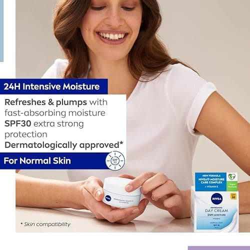 NIVEA Refreshing Day Cream (50ml), Day Cream for Women Provides 24 Hour Moisture, NIVEA Face Cream Enriched with Vitamin E and SPF 30 for Normal Skin thumbnail 2