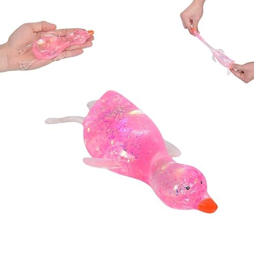 Cute Duck Squishy Toy for Kids Ages 3+, Birthday Party Favors, Easter Basket Stuffers, Kawaii Malt-Sugar Filled Squeeze Toy(Pink) - Image 1